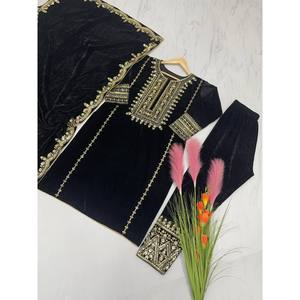 Conjunto de Top, Pantalón y Dupatta Azul Marino para Fiesta, Diseño de Aarohi - Product Image 2