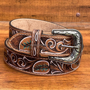 2025 New Customization Hand <b>Tooled</b> <b>Leather</b> <b>Belts</b> for Men High Quality Genuine Cowhide <b>Leather</b> Luxury Designer <b>Belts</b> for Women's - Product Image 2