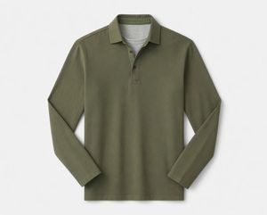 Camiseta de manga larga de lujo para hombre, 100% algodón, tejido transpirable, informal, con estampado de golf, personalizable, de color liso. - Product Image 1