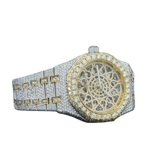Montre d'affaires à bracelet en cuir moissanite en acier inoxydable de qualité supérieure Fournisseur vérifié VVS1 Pave Setting Mechanical Pass Diamond Test - Product Image 3