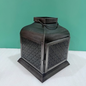 Artisan Design Decorative Iron Etched <b>Lantern</b> with <b>Black</b> Finish Model L629 - Product Image 6