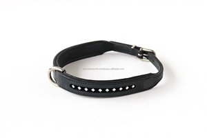 Saman exporta collar de perro acolchado de cuero de vaca de la mejor calidad cadena de cristal remache decoración proveedor superior para fabricantes mayoristas - Product Image 4