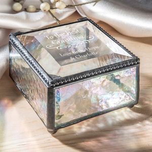 Cajas de Almacenamiento de Vidrio Biselado con Forma de Cabaña, Personalizadas y Vintage, con Marco de Latón para Organizadores de Joyas - Product Image 6