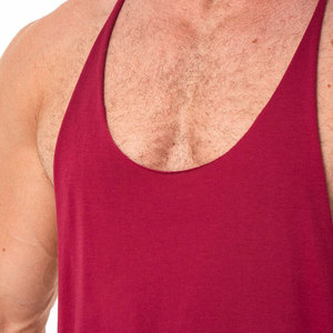 Camiseta Deportiva sin Mangas al por Mayor, de Alta Calidad, Corte Lateral Holgado, Jersey de Algodón Elástico, Color Sólido, Ropa de Gimnasio - Product Image 6