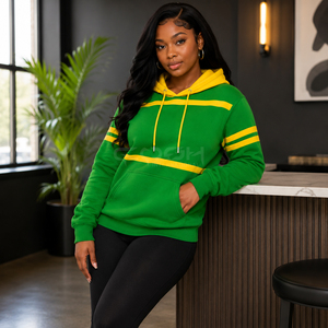 Sudadera con Capucha Cosh International Sorority Sisterhood en Verde y Amarillo con Bloques de Color, Sudadera Informal para Mujer con Bolsillos y Logotipo Personalizado en la Parte Delantera - Product Image 4