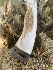 Couteau de chasse à lame fixe à pointe tombante avec manche en bois de cerf et étui en cuir, lame en acier inoxydable, pour usage extérieur - Product Image 2