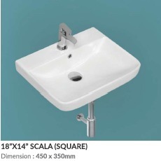 18"X14" SIZE IN SCALA MODEL WITH ROUND & SQUARE DESIGN IN WASH <b>BASIN</b> 450X350mm SIZE - Product Image 4