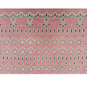 Tela de Algodón Rosa Tejida de Primera Calidad con Bordado Schiffli y Estampado de Ojales, Transpirable y Ligera para Vestidos de Niñas y Mujeres - Product Image 1