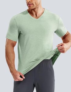 Camiseta con cuello en V para hombre, 100% algodón, manga corta, informal, suave, transpirable, ligera, lisa, corte regular, ropa de verano para hombre - Product Image 3