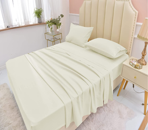5 Star Hotel Bedding Set 4 Pcs Solid 300TC Pure <b>King</b> <b>Size</b> Flat Fitted <b>Sheets</b> Sets - Product Image 6