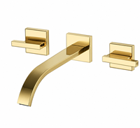 Robinet de lavabo dissimulé à double poignée en laiton doré poli, mitigeur eau chaude et froide avec cartouche céramique, pour salle de bain, salle de sport, hôtel, vasque de vanité