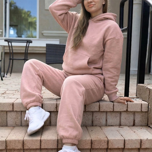 Conjunto Deportivo Casual de Felpa de Algodón Rosa Oversize para Mujer Tallas Grandes, Manga Larga, Ajuste Holgado, Bolsillos Laterales, Ropa de Otoño - Product Image 6