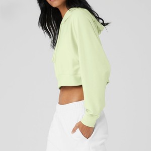 Women's Cropped Hoodie Classic Pullover Sweatshirt with Soft Cotton Blend Fabric Ribbed Trim for Casual Daily Wear - Product Image 2