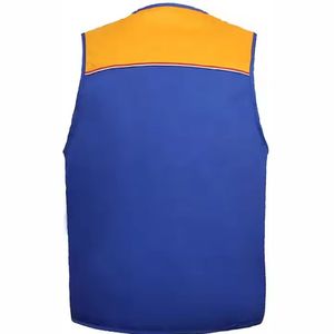 Chaleco de Trabajo Azul para Hombre con Múltiples Bolsillos, Cierre de Cremallera, Transpirable, de Poliéster, Cuello en V, Ropa Exterior Informal para Verano - Product Image 4