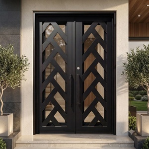 Royal Luxury Wrought Iron Main Gate Modern Design Rust-Resistant Coating Easy Install <b>Swing</b>-Opening Style Outdoor Use - Product Image 3