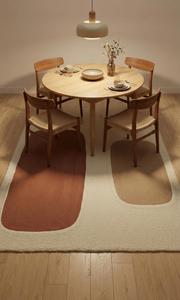Modern Abstract <b>Block</b> Wool Square Medium Pile Area Rug Soft Tufted Anti-Slip Cream Terracotta Beige for Living Room Bedroom - Product Image 2