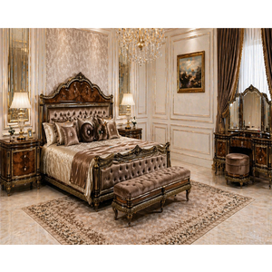 Nouvel ensemble de lit en teck de style napolitain, finition noyer élégante, ensemble de chambre à coucher haut de gamme, meubles de chambre sur mesure, vente en Australie - Product Image 1