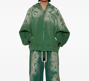 Heavy-duty Acid Washed Vintage 100% Cotton Oversized <b>Paint</b> Custom Distressed Streetwear Hoodie Sweatpants and Hoodie <b>Set</b> - Product Image 1