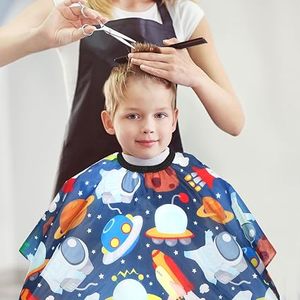 Capa de Peluquería para Niños, Resistente al Agua, Ecológica, con Diseño Espacial, Antiadherente, con Cintura Ajustable, para Uso Profesional - Product Image 4