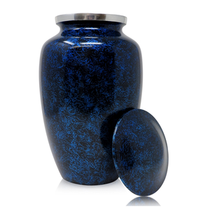 Urna Funeraria Azul Oscuro Texturizada con Acabado Moteado para un Entorno Conmemorativo Clásico y Tranquilo - Product Image 1