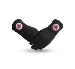 Gants en coton noir pour maîtres maçons de la Loge Bleue, emblème rouge, fabrication sur mesure, fourniture d'usine - Product Image 1