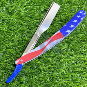 Navajas de Afeitar al por Mayor OEM Personalizadas para Hombre, Navaja Plegable con Diseño de Bandera Americana, Herramienta de Afeitado con Bloqueo Deslizante - Product Image 4