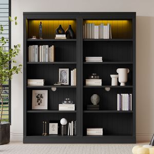 83\" Tall Wood <b>Bookcase</b> Suite with Adjustable Shelves & Light Strip 5 Tier Home Decor Storage Organizer Free Shipping - Product Image 6