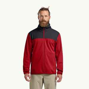 Veste en polaire rouge pour homme, col montant, fermeture éclair, coupe-vent, décontractée, color block, en polyester, coupe régulière - Product Image 1