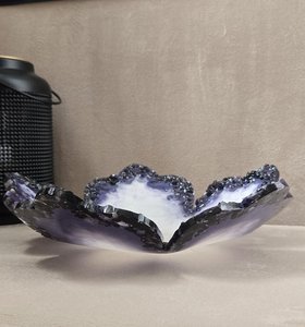 Handmade decorative resin bowl with natural minerals. - Product Image 3