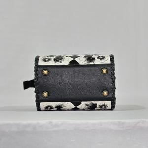 Sac Speedy en cuir Venus, luxueux, fait main, motif floral, imperméable, léger, grande capacité, motif damier, noir - Product Image 3