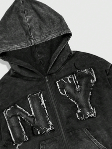 Sudaderas de cuello redondo para hombre, 100% algodón, extragrandes, anti-bolitas, de felpa, con efecto lavado a la piedra, con bordado desgastado y logotipo personalizado impreso - Product Image 4