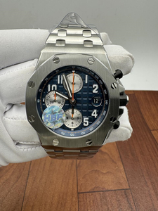 Montre de luxe automatique ETA 41 mm en acier inoxydable avec lunette chronographe, cadran bleu Tapisserie, échelle tachymétrique et affichage de la date - Product Image 2