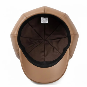 Gorra Newsboy Beige Premium, Gorra Baker Boy de Lujo, Estilo Vintage Gatsby, Logotipo Bordado en Gamuza, Ajustable, Unisex, Personalizable, Deportiva - Product Image 3