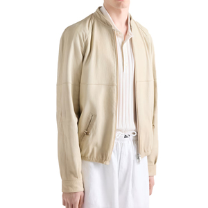 Men's genuine Leather Zip <b>Jacket</b> Luxury Lambskin Blouson <b>Jacket</b> premium Leather Outerwear Custom OEM private label manufacturer - Product Image 2