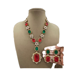 Conjunto de collar y pendientes de aleación de plata con diamantes americanos AD de lujo para compromiso y Aniversario - Product Image 1