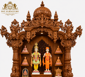Mandir Swaminarayan Tallado a Mano de Alta Calidad para Hogares, Mandir de Madera Swaminarayan Tallado a Mano de Calidad de Exportación a Precios de Mayoreo - Product Image 4