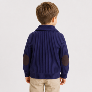 Offre Spéciale mode infantile épais 100% coton couleur Marine côtelé cardigan enfants <span class=keywords><strong>pull</strong></span> design pour les garçons enfants vêtements avec bouton - Product Image 4