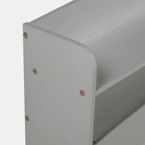 Letto in Legno di Pino con Luce LED a Sensore di Movimento, Sponde di Sicurezza e Libreria Integrata, Testiera Grigia - per Bambini - Product Image 6