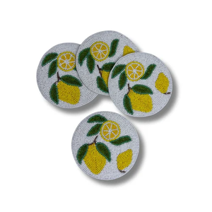 Posavasos con Cuentas para el Hogar, Posavasos Redondos con Diseño de Hojas Amarillas y Verdes, Precio Económico - Product Image 2