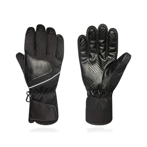 Ski Gloves Full Finger Black Polyester Waterproof Thermal Insulated Drawstring Closure Unisex Winter Outdoor Activity - Product Image 4