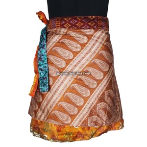 Sanganeri Printed Mini <b>Skirt</b> Silk Wrap Around <b>Short</b> For Summer Plus Size Online Shopping Vintage <b>Sexy</b> Mini Silk Sari <b>Skirt</b> - Product Image 4