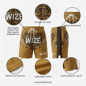 Wholesale Hip Hop Screen <b>Printing</b> Boxing <b>Shorts</b> with Custom Embroidery Anti-Wrinkle <b>Leopard</b> Pattern for Boxing - Product Image 6