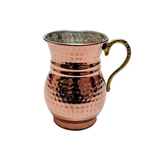 Mug en cuivre martelé finition miroir, idéal pour la maison, la salle à manger, la consommation d'eau saine, le bien-être et la détoxification. - Product Image 1