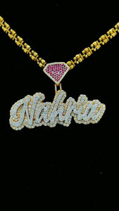 ฮิปฮอปผ่านเพชรน้ำแข็งออกประกันเพชรจี้ชื่อที่กำหนดเอง VVS Moissanite ตัวอักษรสองโทนสีทองและเงินของขวัญเครื่องประดับ - Product Image 4