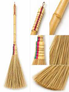 Balai à herbe classique avec manche en bambou, poils festonnés, taille moyenne, écologique, nettoyage facile, longueur 45 pouces+, pour le nettoyage des sols extérieurs - Product Image 5