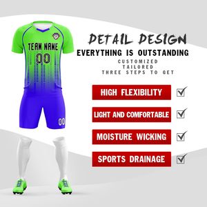 Vêtements de football, maillots et shorts personnalisés, vente en gros, respirant, séchage rapide, léger, tissu 100% polyester, prix d'usine - Product Image 2