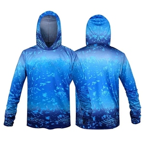 Chemise de pêche à capuche pour homme, manches longues, protection UV, impression sublimée, dégradé jaune bleu, haut de sport d'été pour l'extérieur - Product Image 5