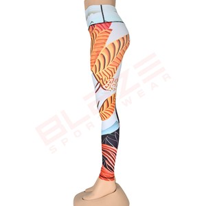 High Waist Yoga <b>Leggings</b> Full Length Sublimation Print Spandex Polyester Four-Way Stretch Elastic Waist Tropical <b>Pattern</b> - Product Image 6