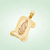Pendentif personnalisable en alliage plaqué or 24 carats avec breloque chrétienne Vierge Marie, bijoux avec logo personnalisé, emballage classique pour enfants