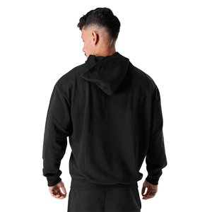 Sudadera con Capucha Negra Clásica para Hombre, Manga Larga, Felpa de Algodón, Sudadera Personalizada con Logotipo, Fabricante OEM al por Mayor - Product Image 3